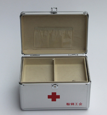 ABS het eerste hulpgeval met verwijderbaar dienblad voor geneesmiddelen kleine aluminium arts draagt het zilver van de geneeskundedoos