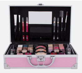 Roze cosmetische behuizing 90 graden open en multi-purpose aluminium make-up case voor reizen