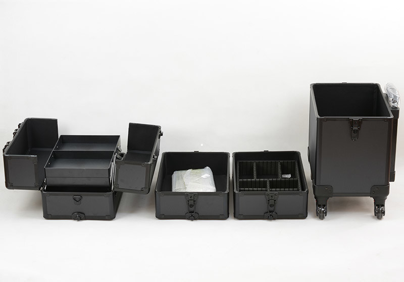 Aluminium trolley make-up case/pro make-up case met sloten en splitsers voor veilige en georganiseerde opslag