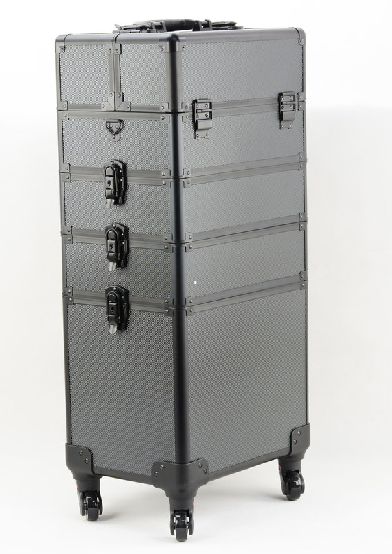 Aluminium trolley make-up case/pro make-up case met sloten en splitsers voor veilige en georganiseerde opslag