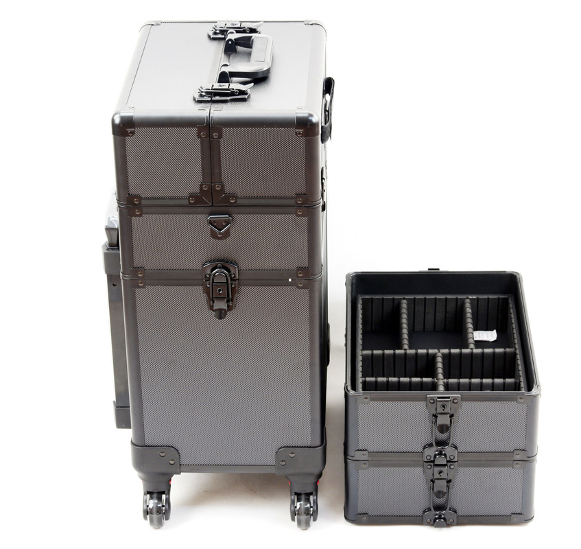 Aluminium trolley make-up case/pro make-up case met sloten en splitsers voor veilige en georganiseerde opslag