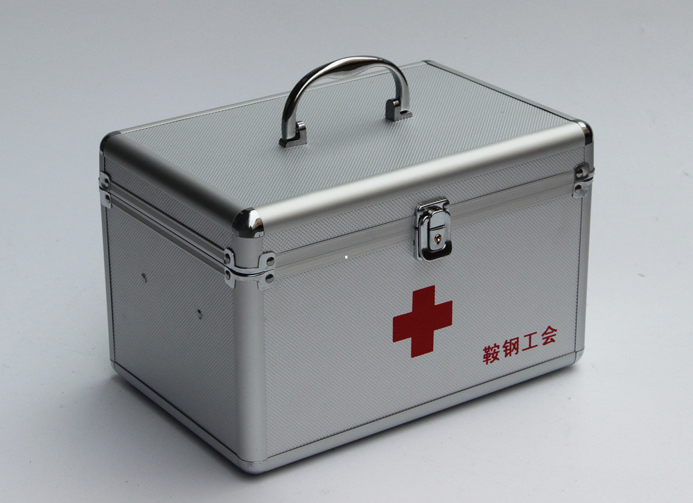 ABS het eerste hulpgeval met verwijderbaar dienblad voor geneesmiddelen kleine aluminium arts draagt het zilver van de geneeskundedoos