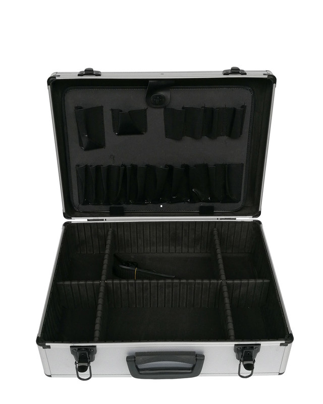 De zilveren Dozen van Carry Case With Tool Panel van het Aluminiumhulpmiddel Binnenlandse Zwarte Afsluitbare Dragende