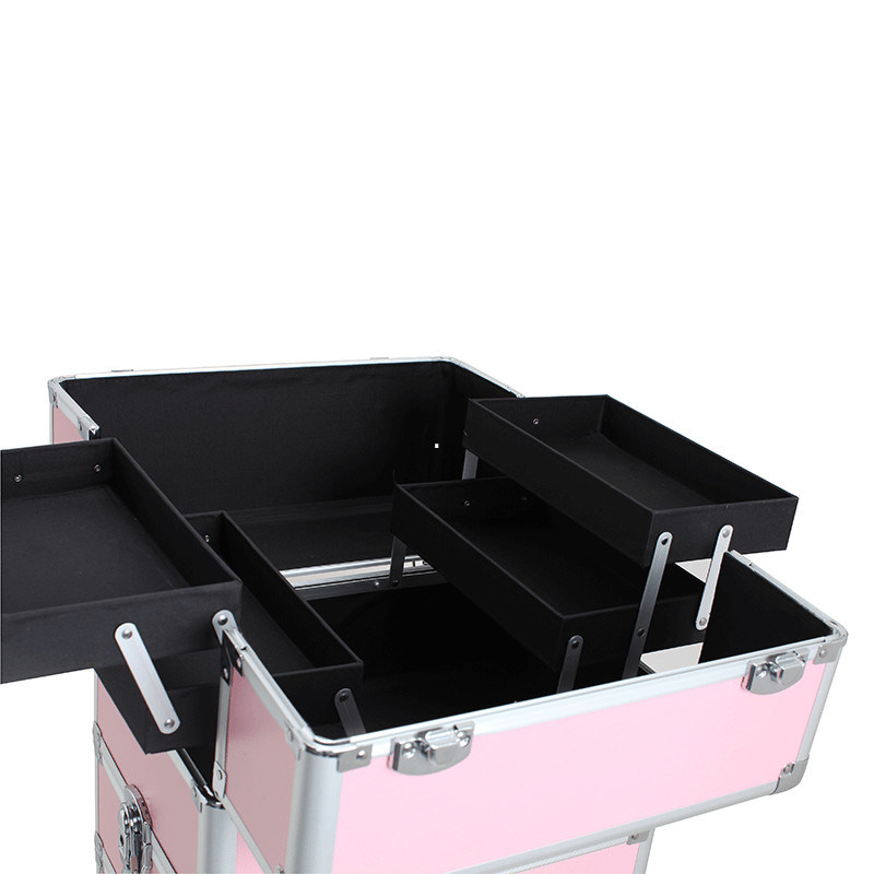 De Rolling van het het Gevalkappen van de Make-uptrein van de het Karretjestilist van de de Schoonheidssalon van de de Bagagereis Kosmetische Organisator Makeup Case