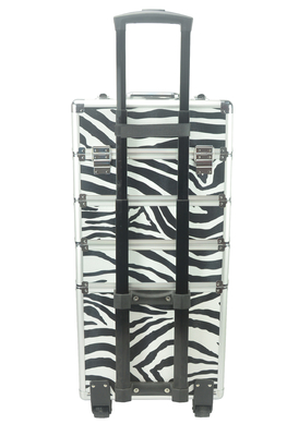 4 in 1 aluminium make-up trolley hoesje in zebra kleur, zebra pro make-up hoesje