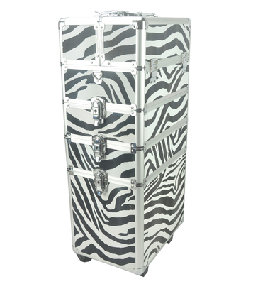 4 in 1 aluminium make-up trolley hoesje in zebra kleur, zebra pro make-up hoesje