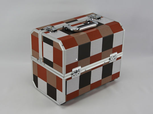 Pu-Kosmetisch Geval Twee van het Leeraluminium Sloten en Één Handvatgrootte 300 * 220 * 245mm